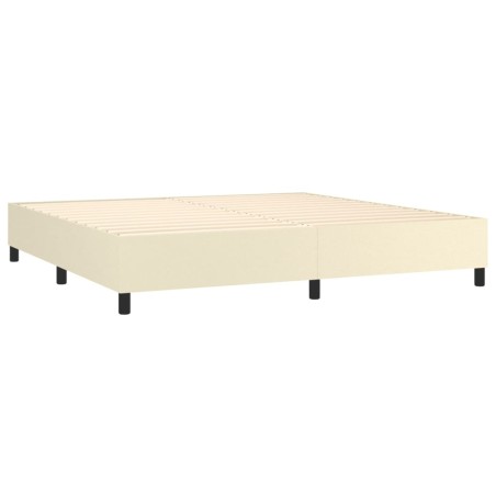 vidaXL Boxspringbett mit Matratze & LED Creme 200x200 cm Kunstleder