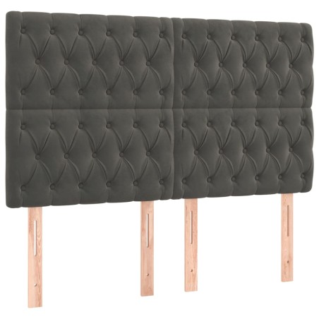 vidaXL Boxspringbett mit Matratze & LED Dunkelgrau 140x190 cm Samt