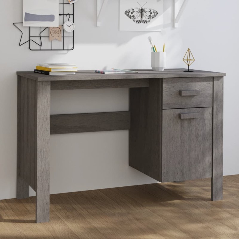 vidaXL Schreibtisch HAMAR Hellgrau 113x50x75 cm Massivholz Kiefer vidaXL Schreibtisch HAMAR Hellgrau 113x50x75 cm Massivholz Kiefer