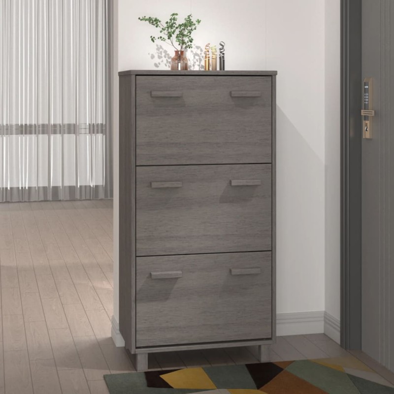 vidaXL Schuhschrank HAMAR Hellgrau 59,5x35x117 cm Massivholz Kiefer vidaXL Schuhschrank HAMAR Hellgrau 59,5x35x117 cm Massivholz Kiefer