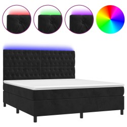 vidaXL Boxspringbett mit Matratze & LED Schwarz 180x200 cm Samt
