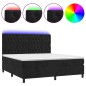vidaXL Boxspringbett mit Matratze & LED Schwarz 180x200 cm Samt vidaXL Boxspringbett mit Matratze & LED Schwarz 180x200 cm Samt
