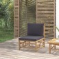 Garten-Mittelsofa mit Dunkelgrauen Kissen Bambus Garten-Mittelsofa mit Dunkelgrauen Kissen Bambus