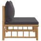 Garten-Mittelsofa mit Dunkelgrauen Kissen Bambus Garten-Mittelsofa mit Dunkelgrauen Kissen Bambus