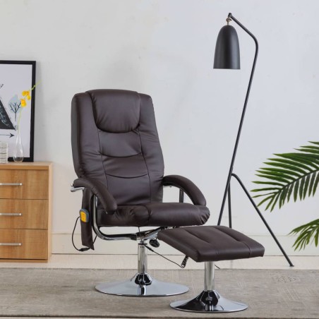 Massagesessel mit Fußhocker Braun Kunstleder