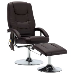 Massagesessel mit Fußhocker Braun Kunstleder