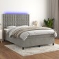vidaXL Boxspringbett mit Matratze & LED Hellgrau 140x200 cm Samt vidaXL Boxspringbett mit Matratze & LED Hellgrau 140x200 cm Samt