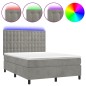 vidaXL Boxspringbett mit Matratze & LED Hellgrau 140x200 cm Samt vidaXL Boxspringbett mit Matratze & LED Hellgrau 140x200 cm Samt