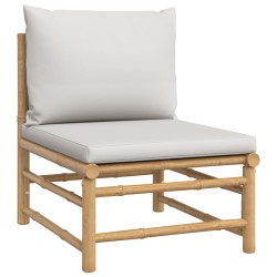 Garten-Mittelsofa mit Hellgrauen Kissen Bambus