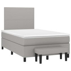 vidaXL Boxspringbett mit Matratze Hellgrau 120x200 cm Stoff