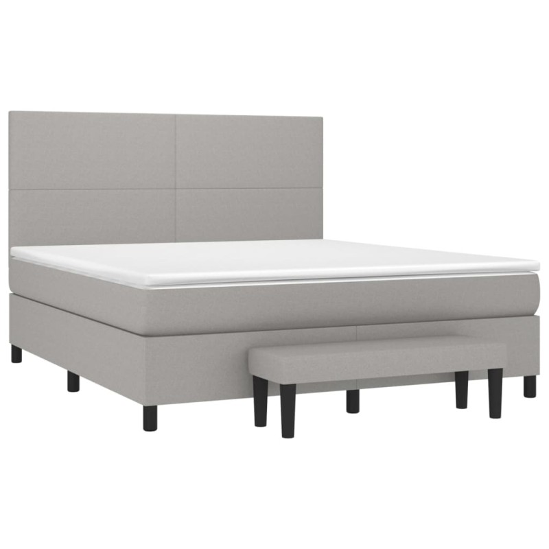 vidaXL Boxspringbett mit Matratze Hellgrau 180x200 cm Stoff vidaXL Boxspringbett mit Matratze Hellgrau 180x200 cm Stoff