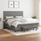 vidaXL Boxspringbett mit Matratze Dunkelgrau 180x200 cm Stoff vidaXL Boxspringbett mit Matratze Dunkelgrau 180x200 cm Stoff