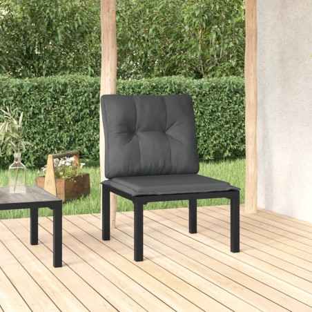 vidaXL Gartenstuhl mit Kissen Schwarz und Grau Poly Rattan
