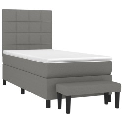 vidaXL Boxspringbett mit Matratze Dunkelgrau 90x200 cm Stoff