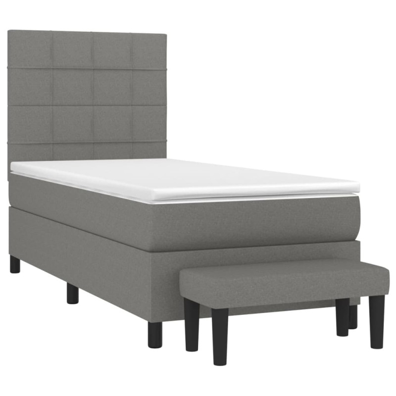 vidaXL Boxspringbett mit Matratze Dunkelgrau 90x200 cm Stoff vidaXL Boxspringbett mit Matratze Dunkelgrau 90x200 cm Stoff