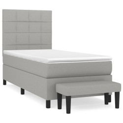 vidaXL Boxspringbett mit Matratze Hellgrau 80x200 cm Stoff