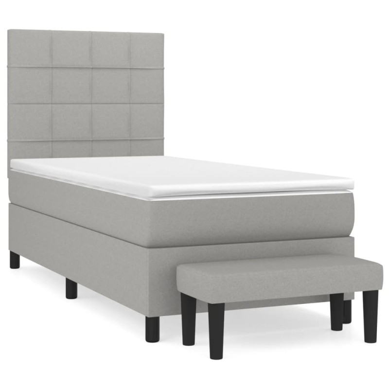 vidaXL Boxspringbett mit Matratze Hellgrau 80x200 cm Stoff vidaXL Boxspringbett mit Matratze Hellgrau 80x200 cm Stoff