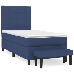 vidaXL Boxspringbett mit Matratze Blau 90x190 cm Stoff