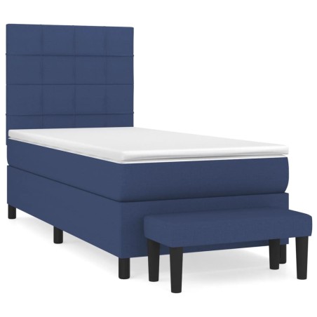 vidaXL Boxspringbett mit Matratze Blau 90x190 cm Stoff