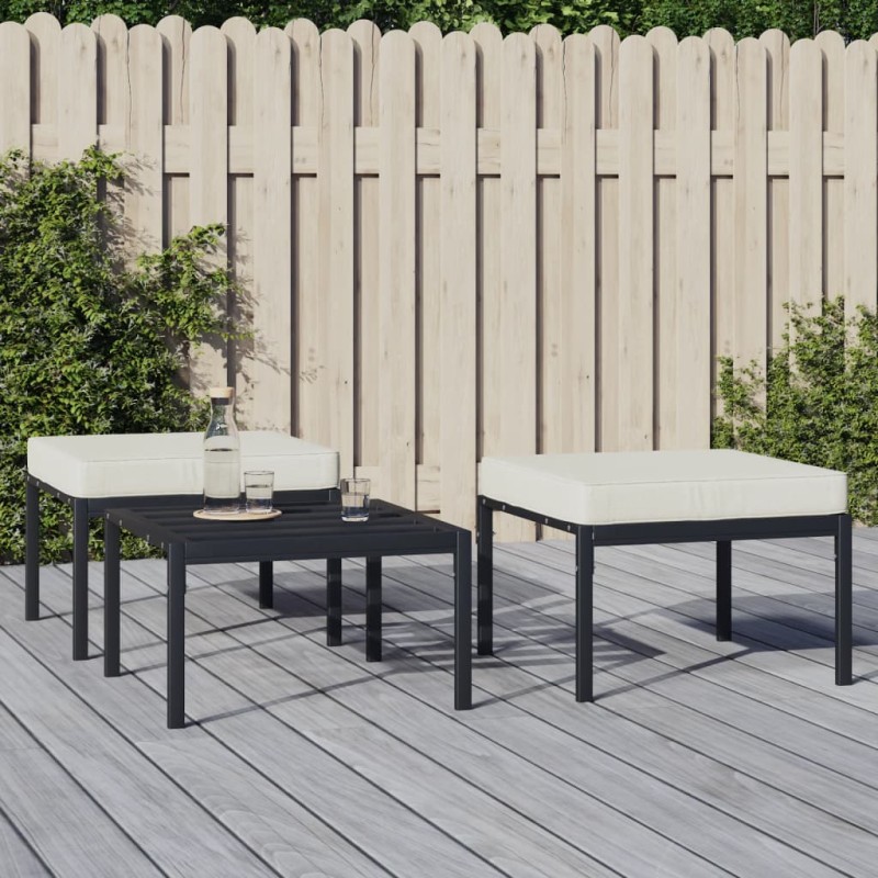 Gartenhocker mit Sandfarbigen Kissen 2 Stk. 60x60x35 cm Stahl Gartenhocker mit Sandfarbigen Kissen 2 Stk. 60x60x35 cm Stahl
