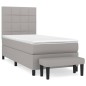 vidaXL Boxspringbett mit Matratze Hellgrau 90x190 cm Stoff vidaXL Boxspringbett mit Matratze Hellgrau 90x190 cm Stoff