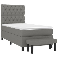 vidaXL Boxspringbett mit Matratze Dunkelgrau 80x200 cm Stoff