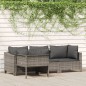 4-tlg. Garten-Lounge-Set mit Kissen Grau Poly Rattan 4-tlg. Garten-Lounge-Set mit Kissen Grau Poly Rattan
