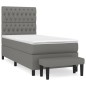 vidaXL Boxspringbett mit Matratze Dunkelgrau 90x190 cm Stoff vidaXL Boxspringbett mit Matratze Dunkelgrau 90x190 cm Stoff