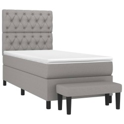 vidaXL Boxspringbett mit Matratze Hellgrau 80x200 cm Stoff