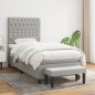vidaXL Boxspringbett mit Matratze Hellgrau 100x200 cm Stoff vidaXL Boxspringbett mit Matratze Hellgrau 100x200 cm Stoff