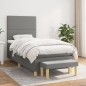 vidaXL Boxspringbett mit Matratze Dunkelgrau 100x200 cm Stoff vidaXL Boxspringbett mit Matratze Dunkelgrau 100x200 cm Stoff