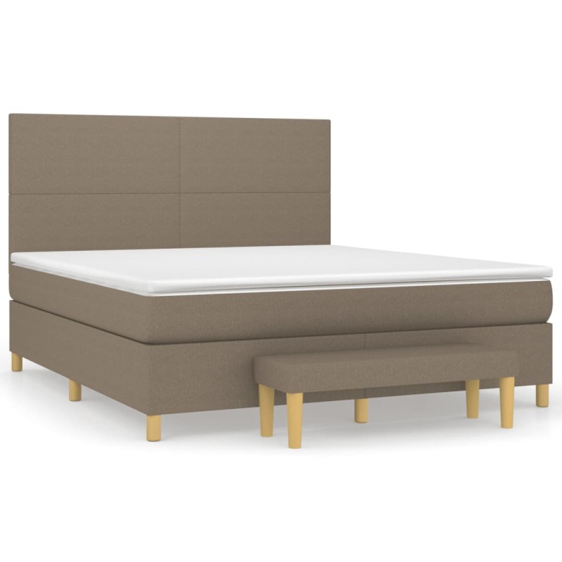 vidaXL Boxspringbett mit Matratze Taupe 180x200 cm Stoff vidaXL Boxspringbett mit Matratze Taupe 180x200 cm Stoff