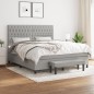 vidaXL Boxspringbett mit Matratze Hellgrau 180x200 cm Stoff vidaXL Boxspringbett mit Matratze Hellgrau 180x200 cm Stoff