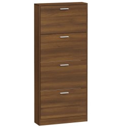 vidaXL Schuhschrank Braun Eichen-Optik 59x17x150 cm Holzwerkstoff