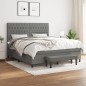 vidaXL Boxspringbett mit Matratze Dunkelgrau 180x200 cm Stoff vidaXL Boxspringbett mit Matratze Dunkelgrau 180x200 cm Stoff