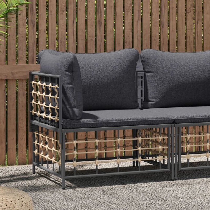 Garten-Ecksofa mit Dunkelgrauen Kissen Poly Rattan Garten-Ecksofa mit Dunkelgrauen Kissen Poly Rattan