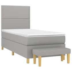 vidaXL Boxspringbett mit Matratze Hellgrau 100x200 cm Stoff