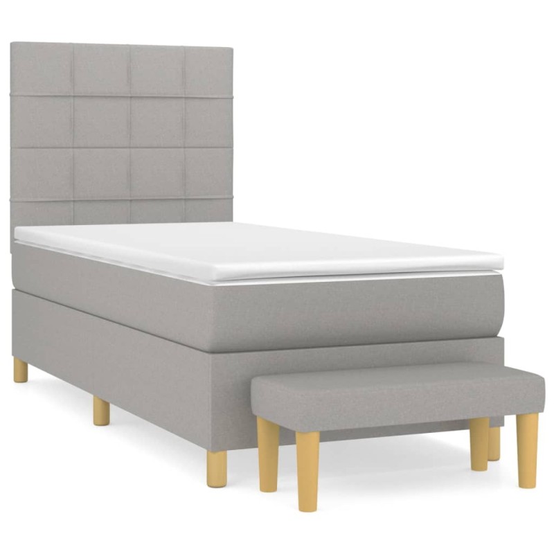 vidaXL Boxspringbett mit Matratze Hellgrau 80x200 cm Stoff vidaXL Boxspringbett mit Matratze Hellgrau 80x200 cm Stoff