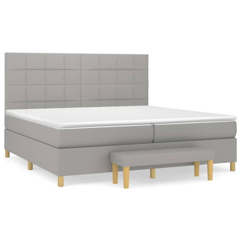 vidaXL Boxspringbett mit Matratze Hellgrau 200x200 cm Stoff vidaXL Boxspringbett mit Matratze Hellgrau 200x200 cm Stoff