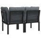 vidaXL Garten-Eckstühle mit Kissen 2 Stk. Schwarz & Grau Poly Rattan vidaXL Garten-Eckstühle mit Kissen 2 Stk. Schwarz & Grau Poly Rattan