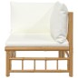 Garten-Ecksofa mit Cremeweißen Kissen Bambus Garten-Ecksofa mit Cremeweißen Kissen Bambus