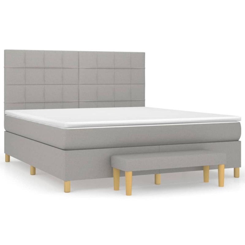 vidaXL Boxspringbett mit Matratze Hellgrau 180x200 cm Stoff vidaXL Boxspringbett mit Matratze Hellgrau 180x200 cm Stoff