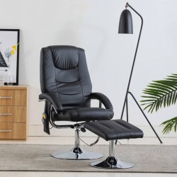 Massagesessel mit Fußhocker Schwarz Kunstleder
