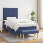 vidaXL Boxspringbett mit Matratze Blau 90x200 cm Stoff vidaXL Boxspringbett mit Matratze Blau 90x200 cm Stoff