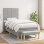 vidaXL Boxspringbett mit Matratze Hellgrau 100x200 cm Stoff vidaXL Boxspringbett mit Matratze Hellgrau 100x200 cm Stoff