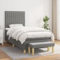 vidaXL Boxspringbett mit Matratze Dunkelgrau 90x200 cm Stoff vidaXL Boxspringbett mit Matratze Dunkelgrau 90x200 cm Stoff