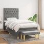 vidaXL Boxspringbett mit Matratze Dunkelgrau 90x200 cm Stoff vidaXL Boxspringbett mit Matratze Dunkelgrau 90x200 cm Stoff