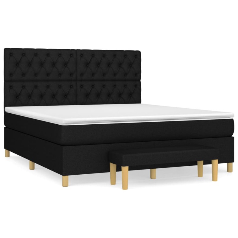 vidaXL Boxspringbett mit Matratze Schwarz 160x200 cm Stoff vidaXL Boxspringbett mit Matratze Schwarz 160x200 cm Stoff