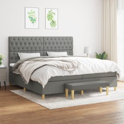 vidaXL Boxspringbett mit Matratze Dunkelgrau 200x200 cm Stoff