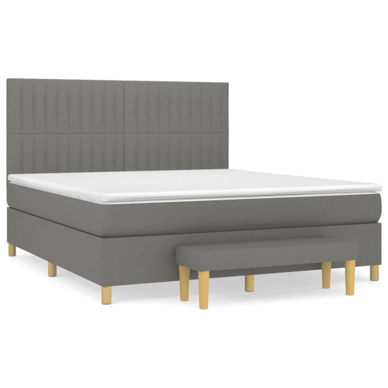 vidaXL Boxspringbett mit Matratze Dunkelgrau 180x200 cm Stoff vidaXL Boxspringbett mit Matratze Dunkelgrau 180x200 cm Stoff